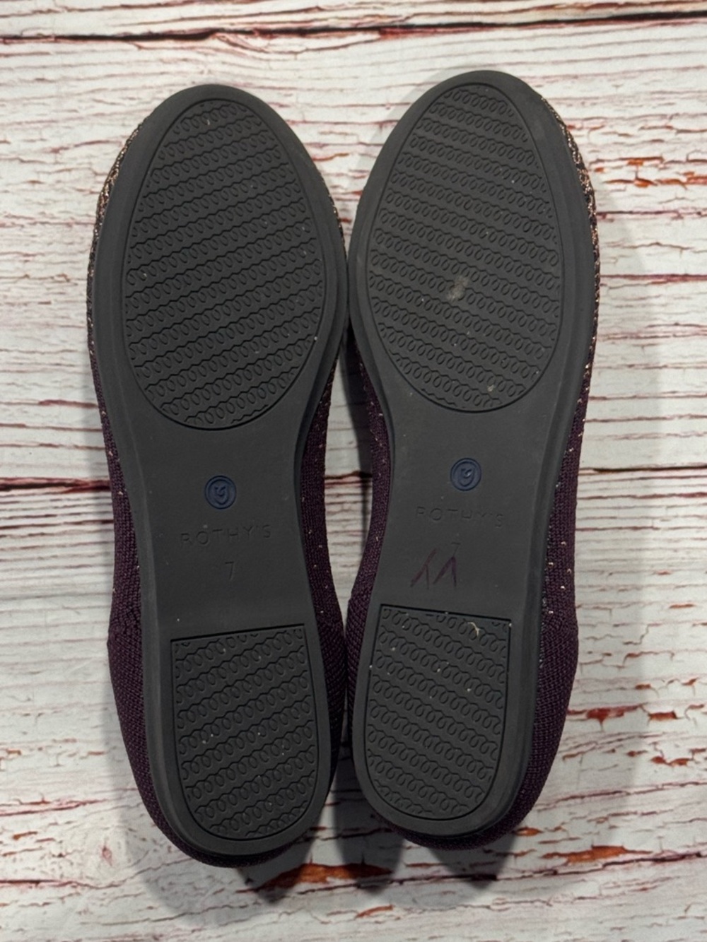 Rothy’s The Flat in Eggplant Rose Gold Metallic Sz 7 - Picture 8 of 9